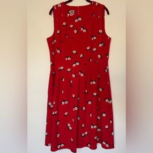 Dress Anne Klein Beautiful Red With White. Elegant. Size 14